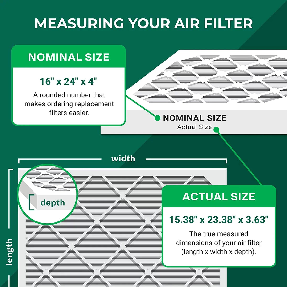 HVAC Filters MERV 8 Pleated Filterbuy Air AC 16x24x4 (6-Pack) Furnace