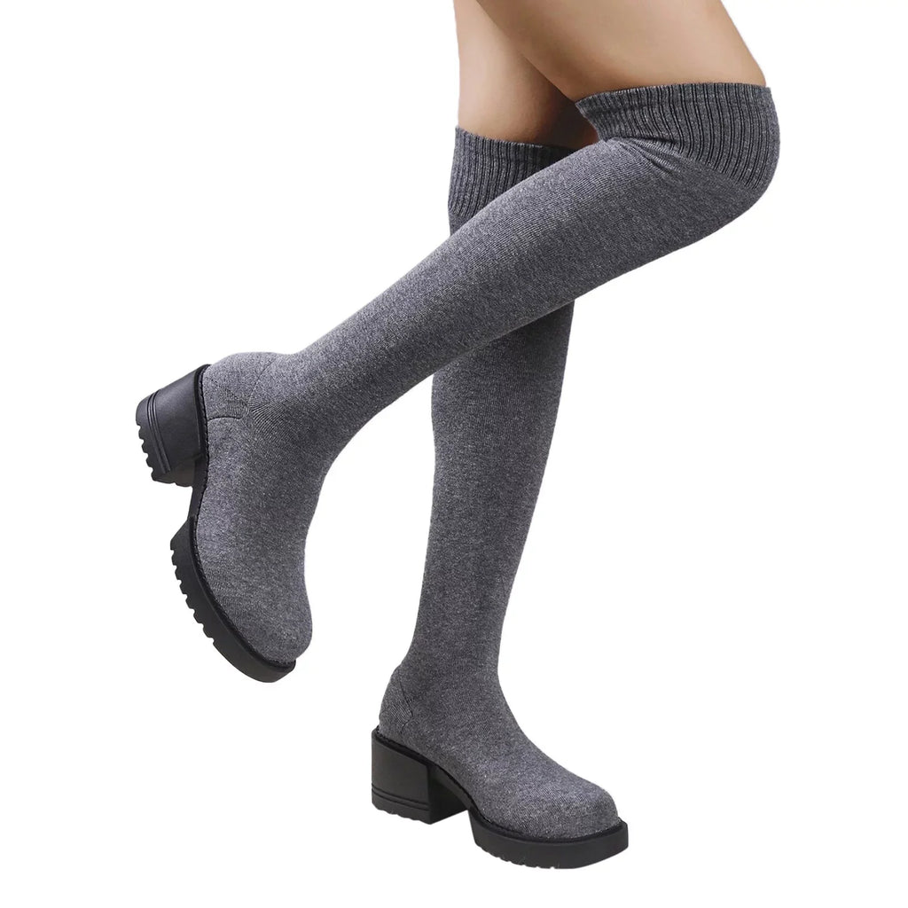 Heeled for Boots Sock Ladies on Winter Women Women Work Waterproof Length dimension Boots Long Buckle Boots Boots Boots 11 PMUYBHF Minimalist Pull Knee Snow