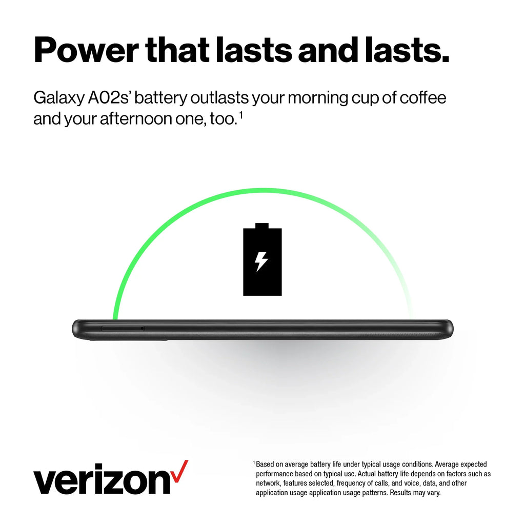 Verizon 32GB, A02s - Black Smartphone Prepaid Galaxy