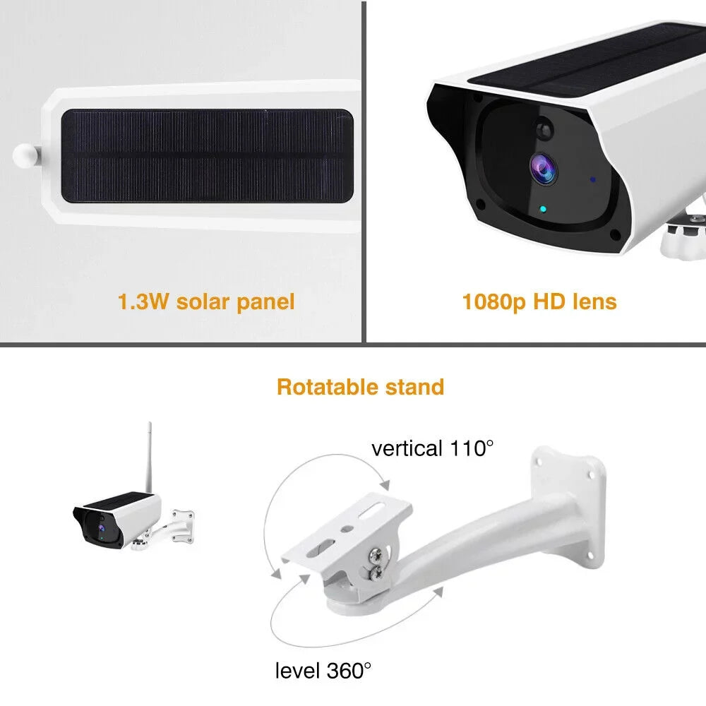 System Wireless Solar Home Camera AI 1080P MDHAND GB Camera exterior Camera, Detection exterior, Card + IP66, Pro 32 Surveillance Memory Security