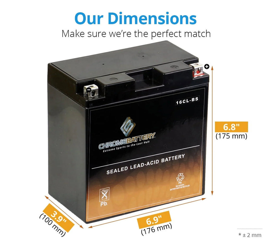 Jet Ski Chrome for Js650 Kawasaki Battery Yb16cl-bs Sx Battery 87-'95 Cc