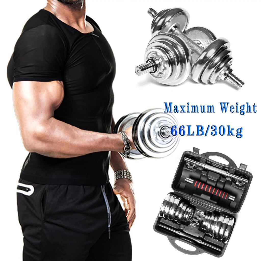 Detachable Fitness Set for Adjustable Barbells 66LB Silver Dumbbell Weight Exercise, Household SAYFUT Dumbbells Gym