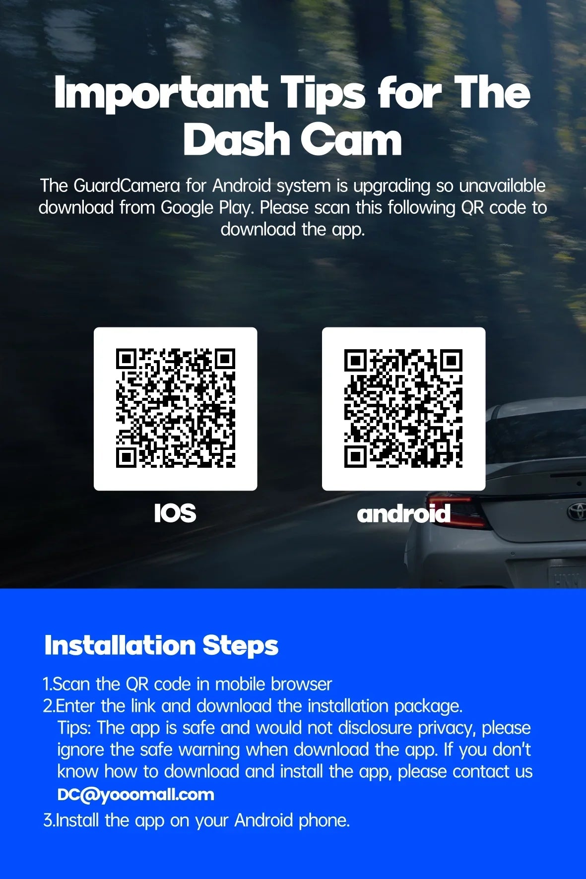 Recording, and Camera Channel Front 3 Inside Car G-sensor, Loop Cam Motion 4K GPS, Parking Monitor, Rear Vision, TOGUARD Night Rear IR Camera Front Detection with Dash Dash