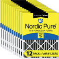 Pack 12 Carbon MERV Pleated 20x20x2 Plus Nordic Pure 10 Filters Pleated Air