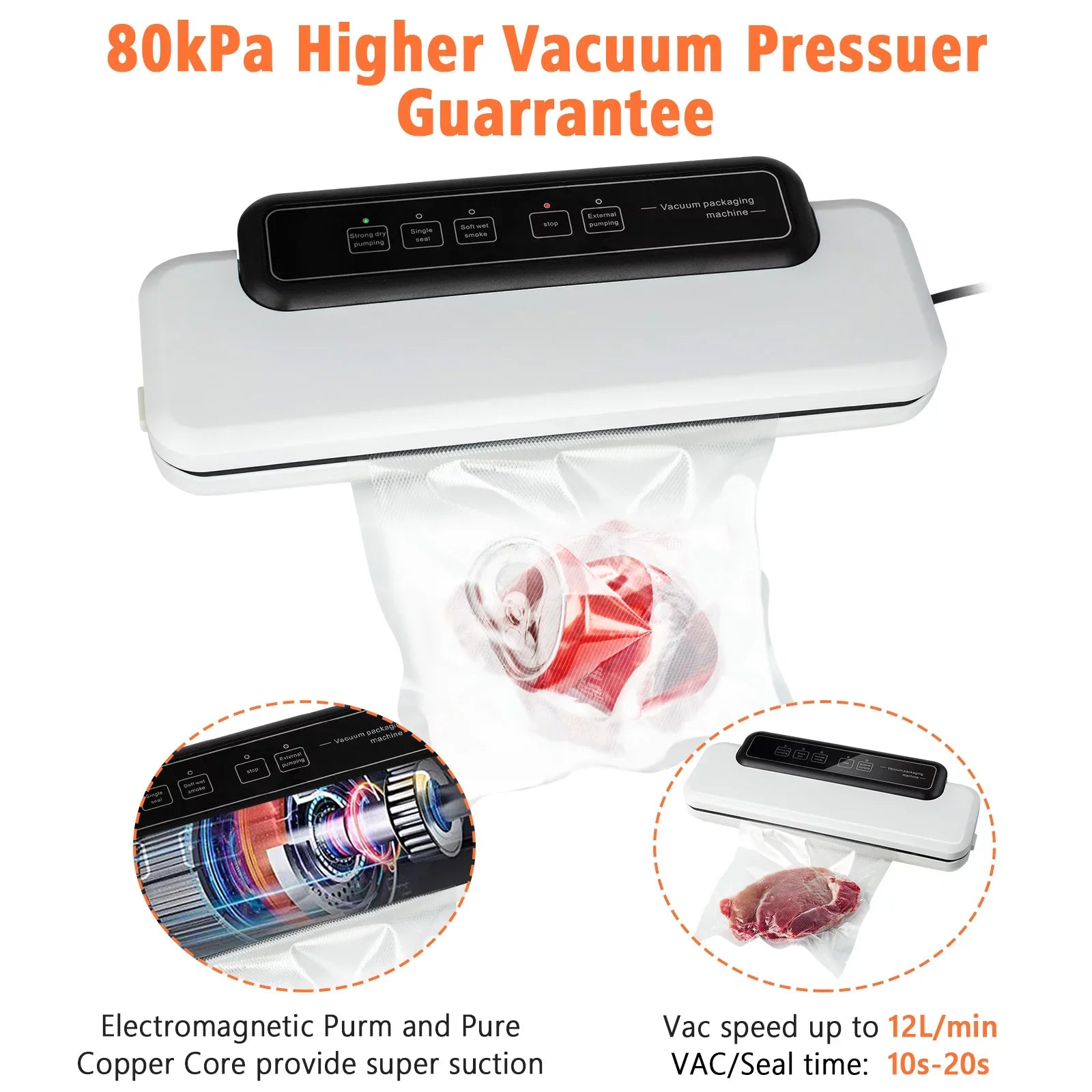 Vacuum Sealer Meal Free Commercial LINKPAL Simple 60KPA 10 food System to Sealing Machine Food Sealing Easy Seal Clean, Machine Machine, a Operate to Food bags,