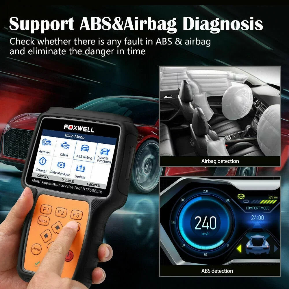 Bag Registeration Air TPMS ABS NT650 OBD2 DPF Reset Elite OBD Code Oil TPS Battery Scanner with Automotive EPS EPB FOXWELL Light Car SAS Reader II