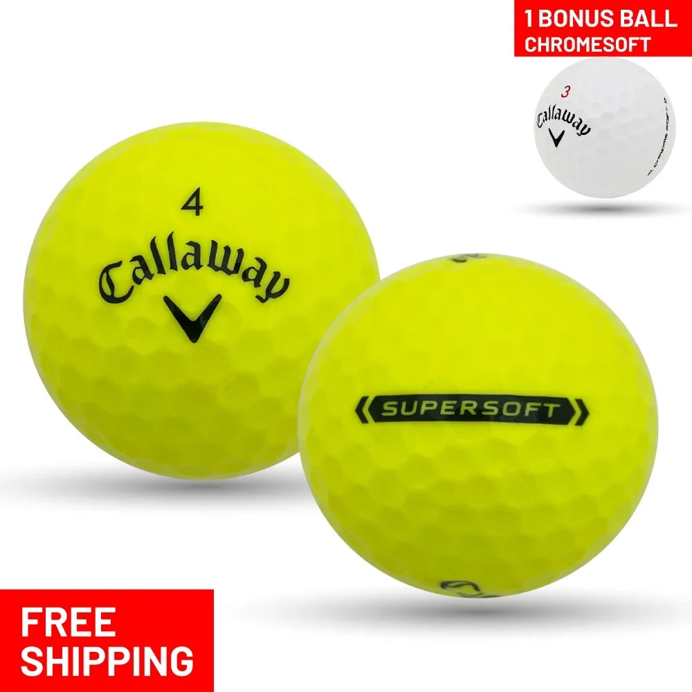 BONUS (Good) Balls CHROMESOFT Recycled Golf by - Mulligan Yellow 5A 1 Balls, 60 Callaway Pre-Owned Golf Supersoft