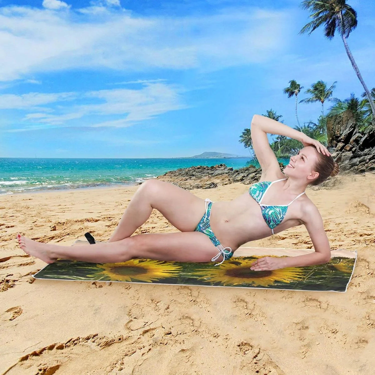 Quick Super Holiday（363） Absorbent Camping Dry Towel Compact Towels Beach - Sunflower for - Swimming Oversized Travel Bestwell Towel Lightweight Field