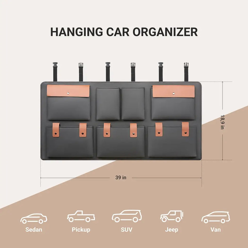 Black Trunk Hanging Leather Organizer Brown Storage SUV Pockets Accessories With Car Eco Waterproof Owleys