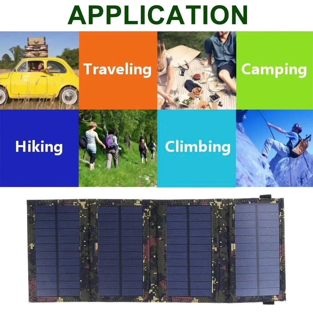 Portable Hiking Phone Battery Rechargeable USB Camping grade Foldable Panel Solar 80W Charger High OnemayshipOnemayship exterior