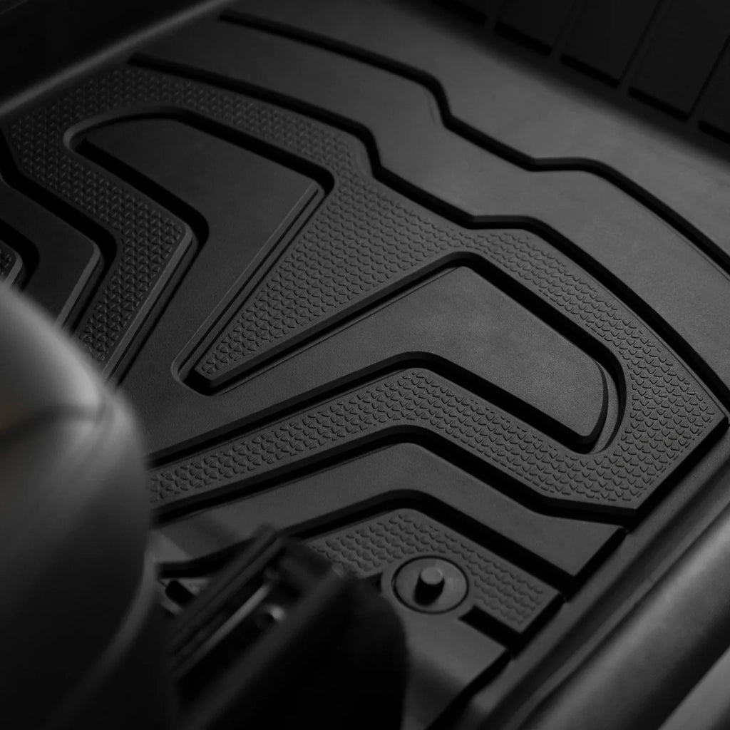 Floor Front 2nd Black climate Cargo Heavy Protection Mats + Liners, Mats, with Full Rear Trunk Model Y, & Tray Custom Mat All 3D Motorsports Row Floor 2020-2023 Tesla Compatible Set Duty TPE Ikon