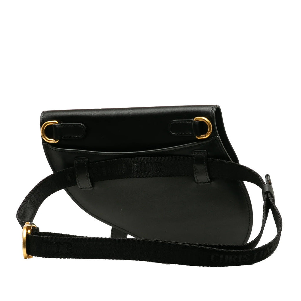 Pre-Owned Bag Unisex Calf Saddle Dior Leather Authenticated Belt Black (Good)