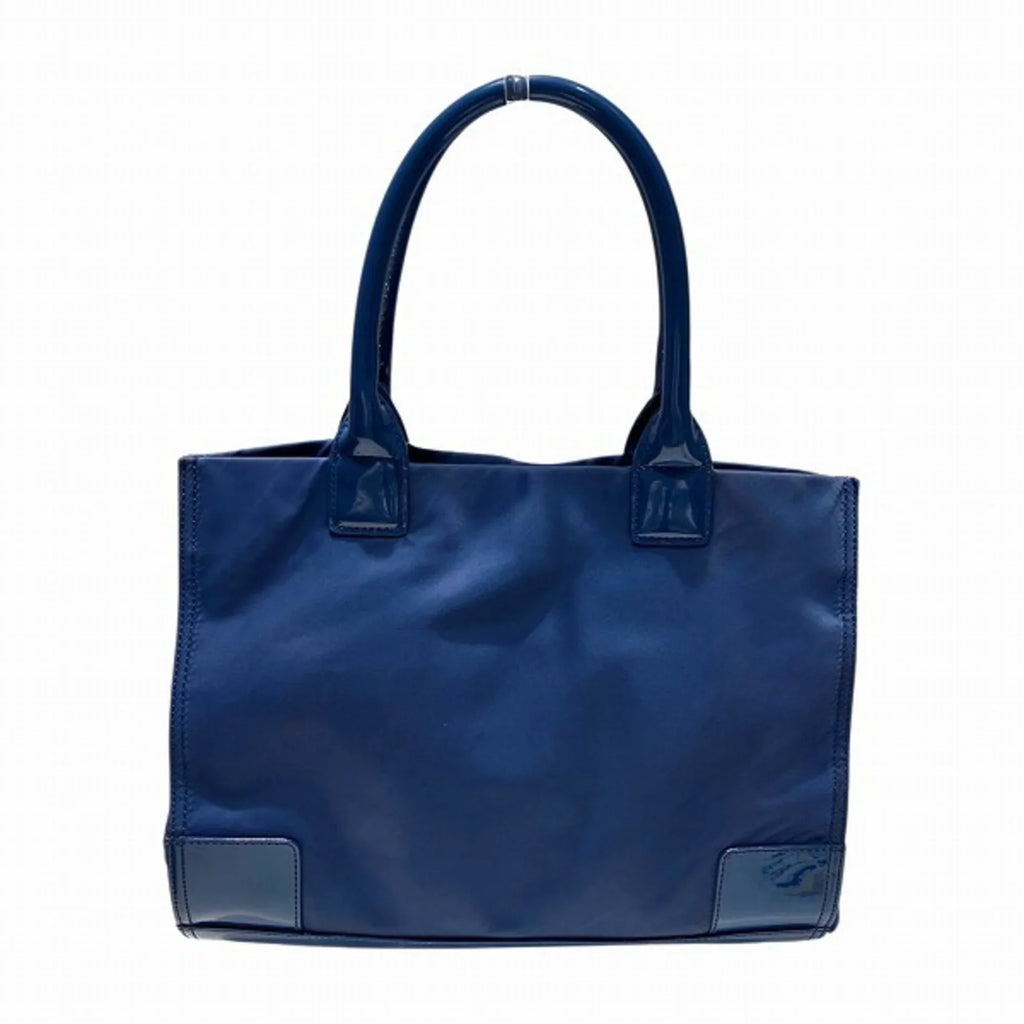 x (Good) Tory Leather Canvas Patent Tote Burch Bag Navy Nylon Women's Pre-Owned