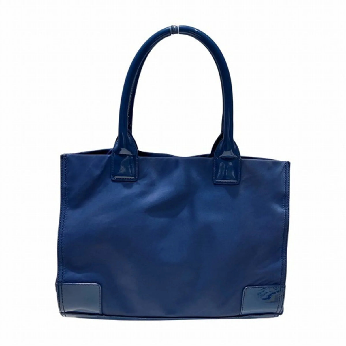 x (Good) Tory Leather Canvas Patent Tote Burch Bag Navy Nylon Women's Pre-Owned