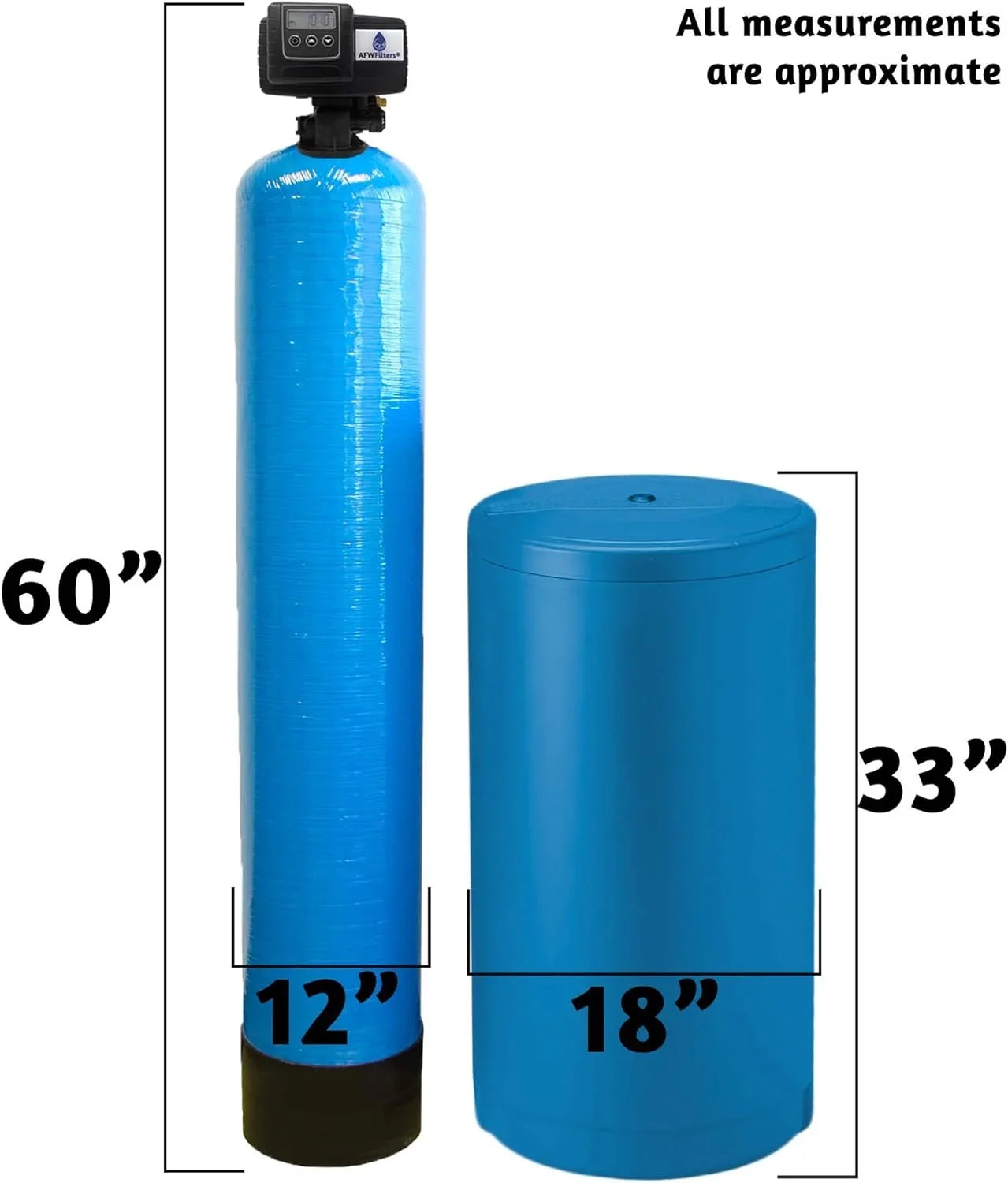 Foot Whole 3/4" Home Tanks and Iron Fine Connection, liquid FNPT 64k Resin, Pro AFWFilters Mesh Softener Blue with 2 Stainless cubic Steel
