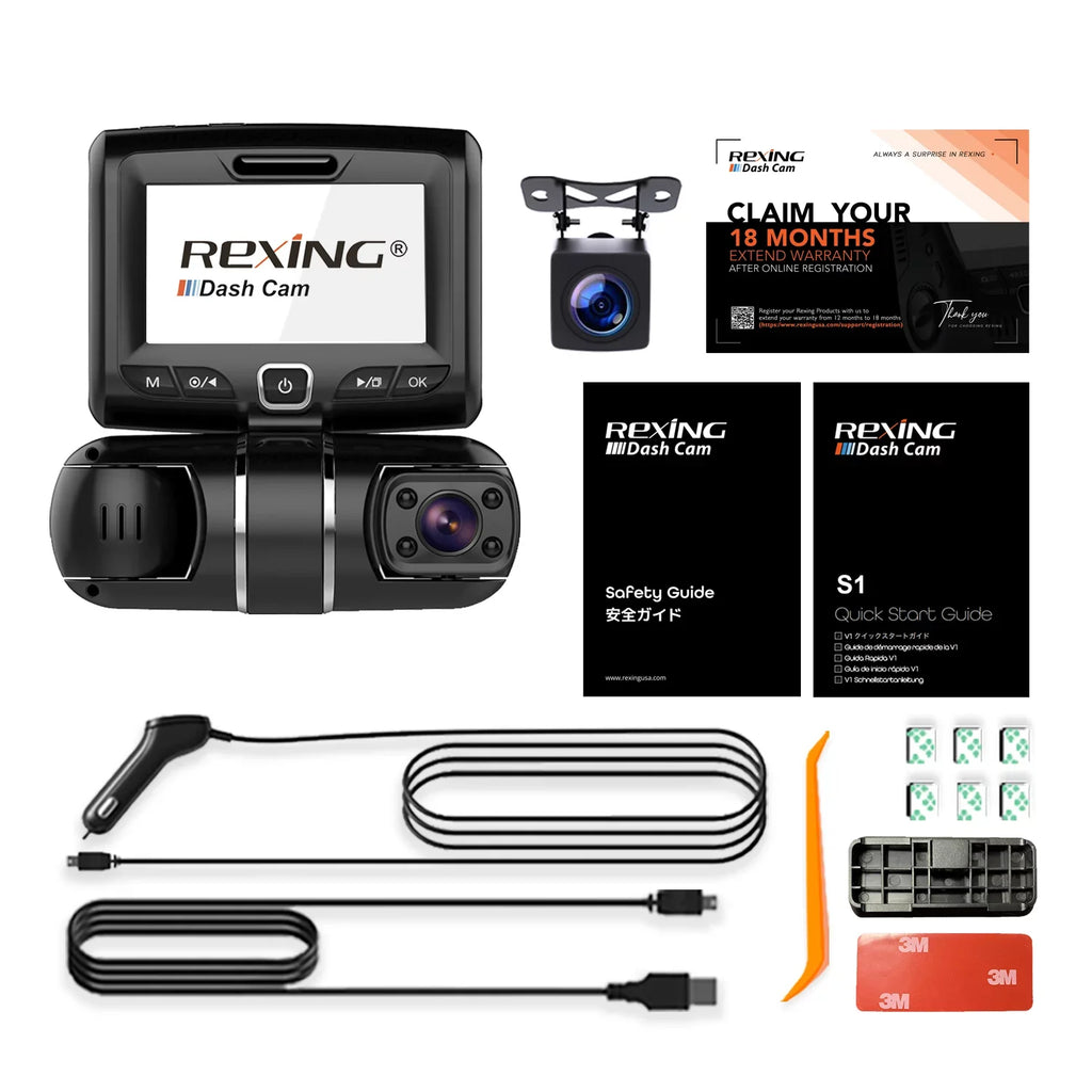 S1 Cam Dash 1080P+1080P+1080P Rexing 3-Channel