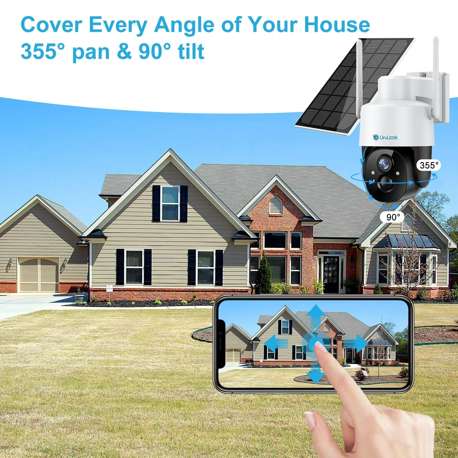 Camera, Wireless Alexa Security with exterior, PTZ IP65 2K Unilook Battery Solar Works Wifi Camera Waterproof Rechargeable