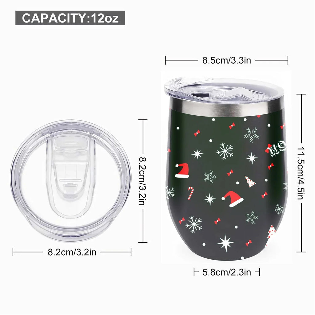 304 Insulation Cups Wine Vacuum Stainless Double Cups, Insulated Lid, Steel Red Tumbler with Belly with Shape Cup Eggshell Hidove Layer 12oz U Cup Big and Cup Color Christmas Green Tree