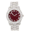 (Silver Colored Rocks Out Watch - Roman Dial Numerals Burgundy) with Women's ST10327LA - Bezel Fully Iced Big