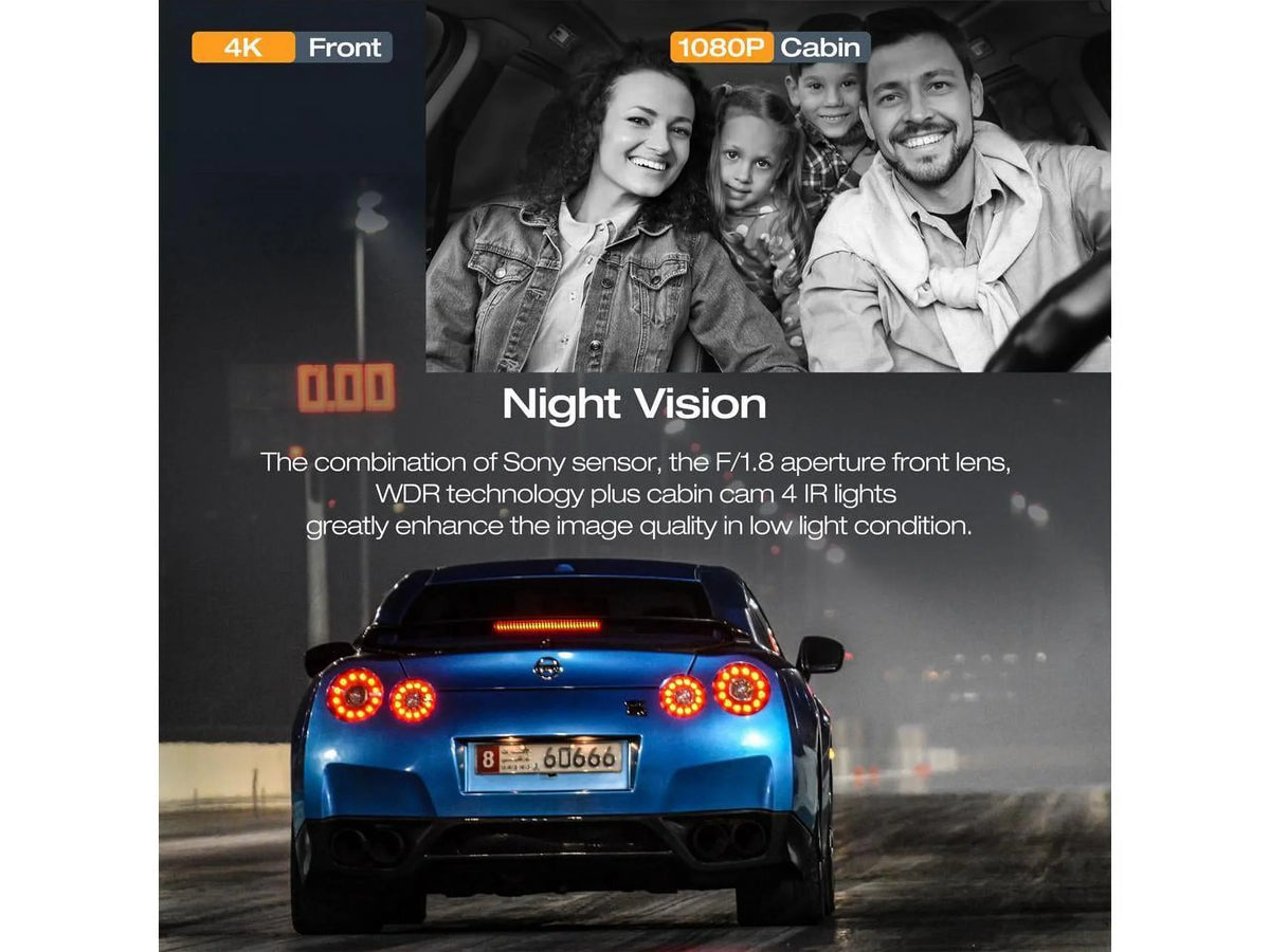 Vision, and Dash Triple Dashcam Camera, Parking Dash Front Channel 4K WDR,G-Sensor, IR Night Rear 4K+1080P TOGUARD Cam 3 Camera Monitor with 2K+1080P+1080P Car Inside,