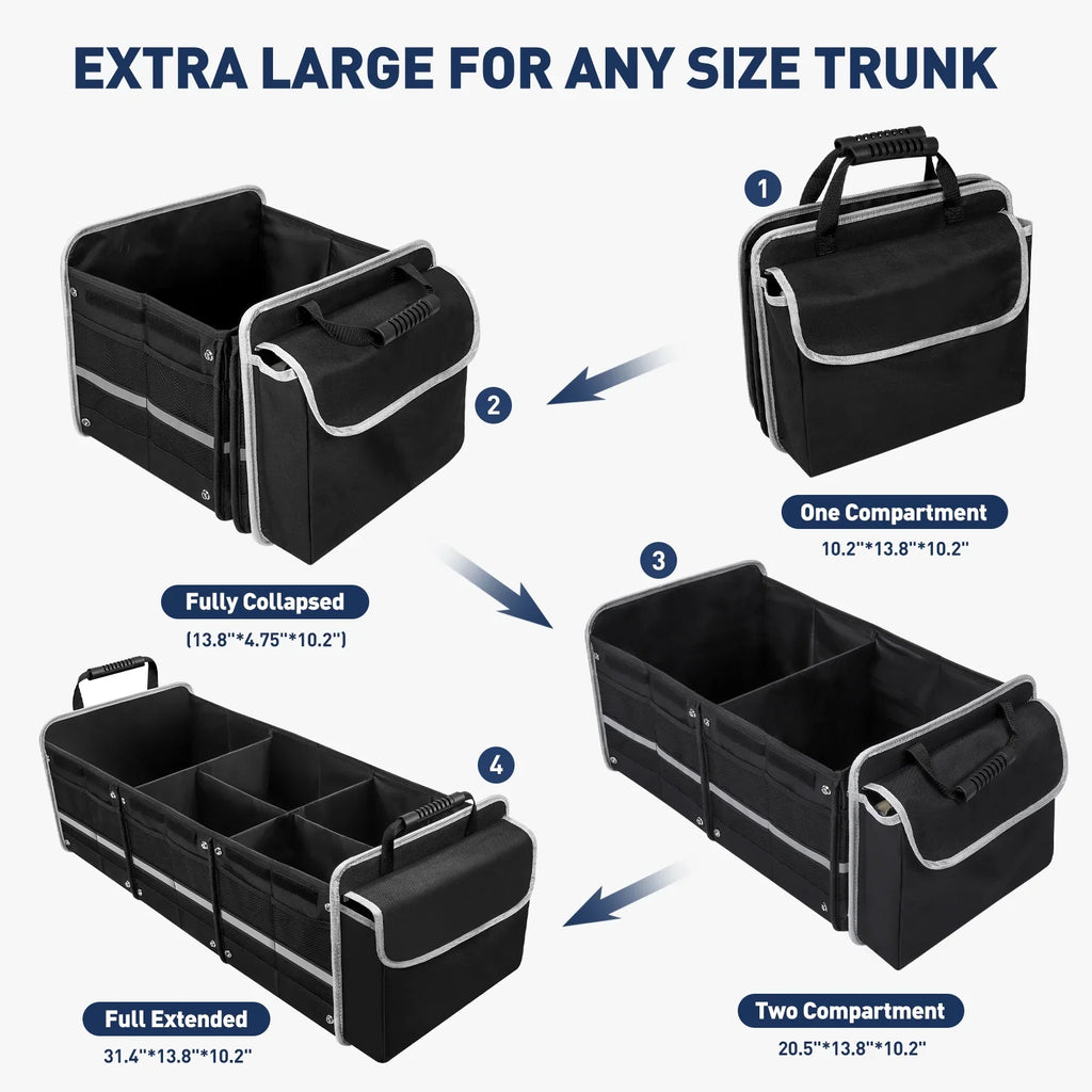 Compartment Trunk Car 4 Box Storage 1 SUV Collapsible Organizer, in with Trunk Car Bag Storage for Truck Cooler Insulated Multi Leakproof
