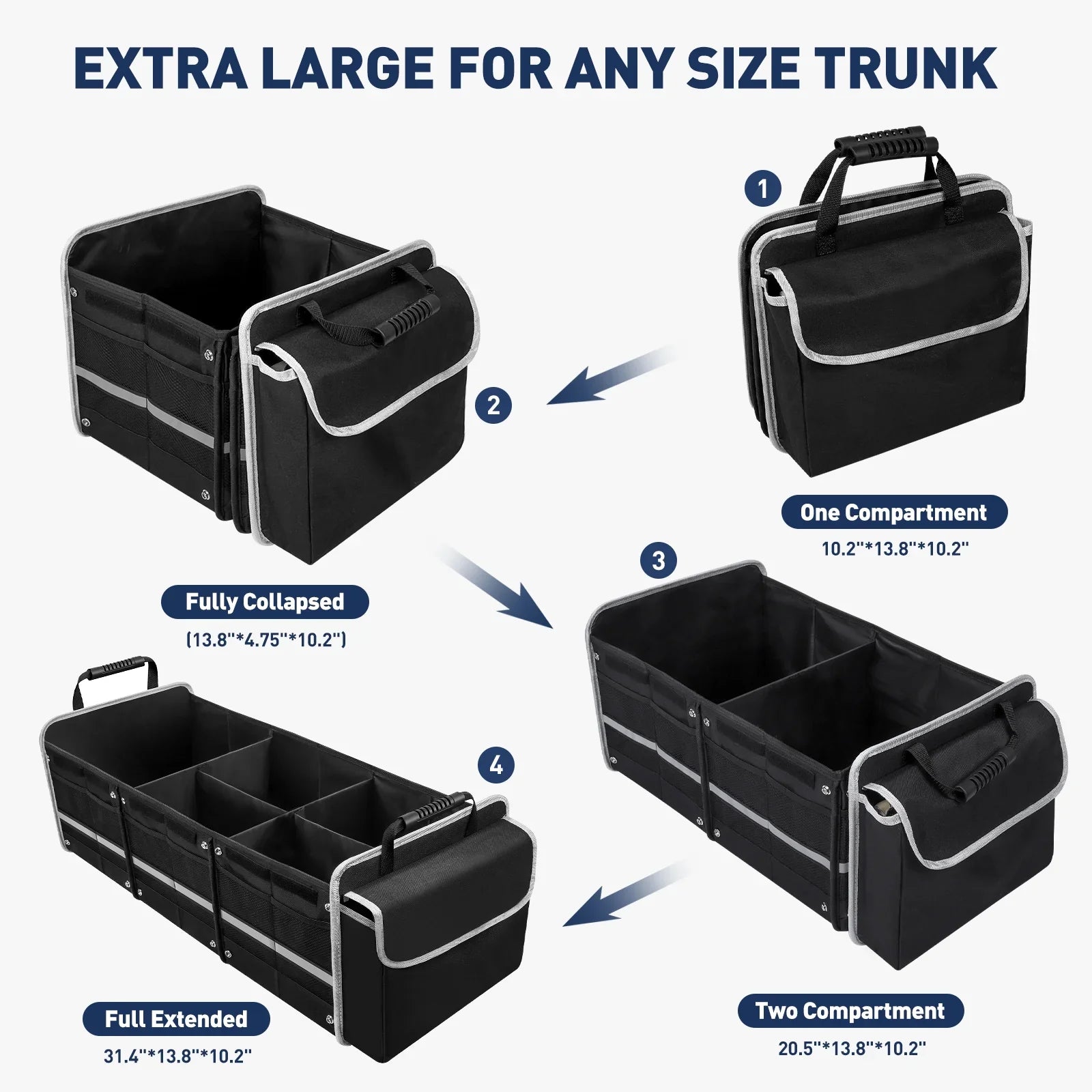 Compartment Trunk Car 4 Box Storage 1 SUV Collapsible Organizer, in with Trunk Car Bag Storage for Truck Cooler Insulated Multi Leakproof