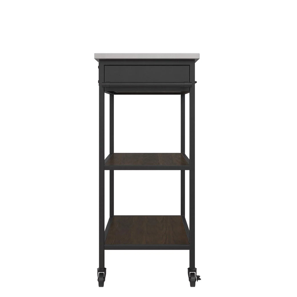 Top, Storage, Kitchen Steel Brown DHP Stainless Kane Frame, Pantry Black Counter Cart, Metal