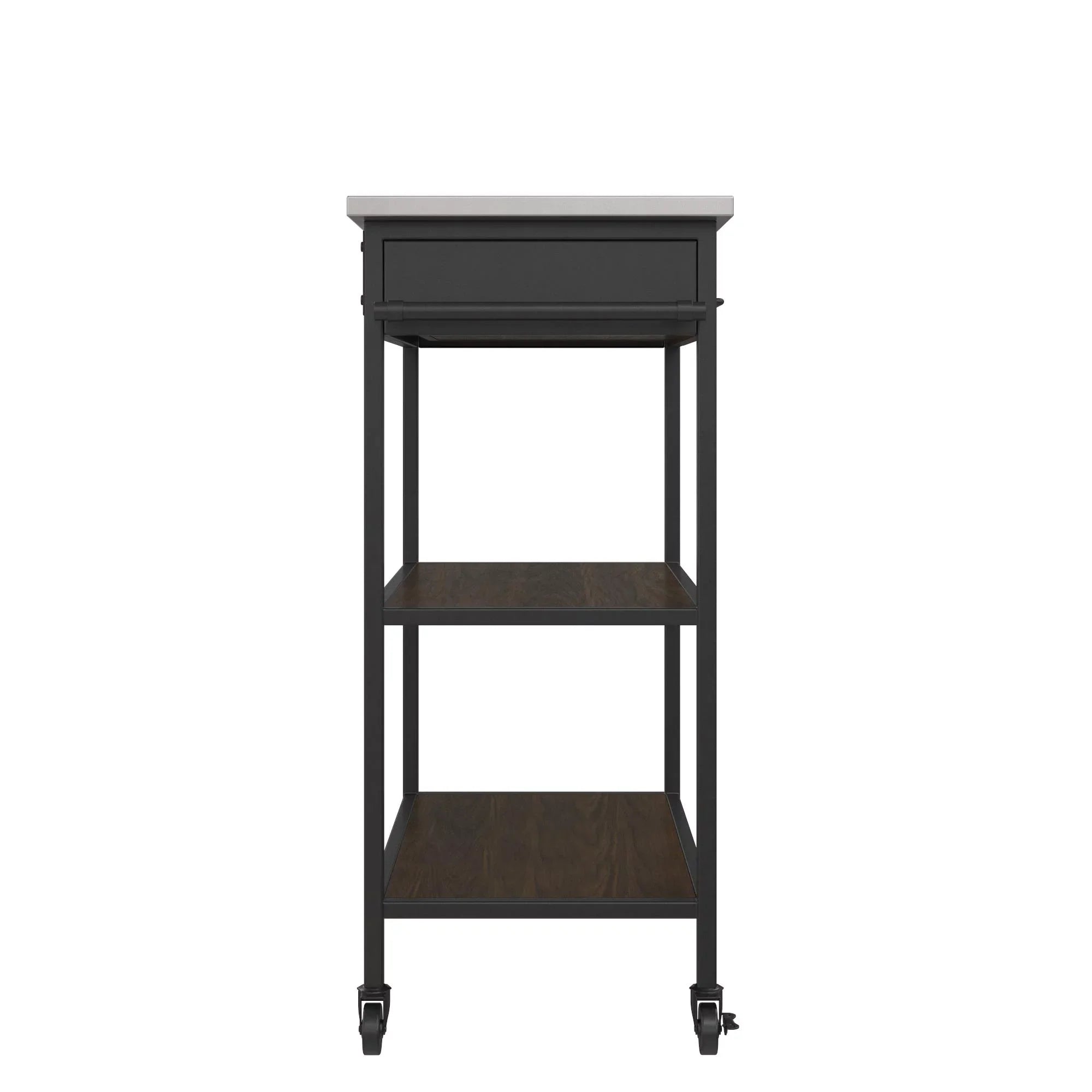 Top, Storage, Kitchen Steel Brown DHP Stainless Kane Frame, Pantry Black Counter Cart, Metal