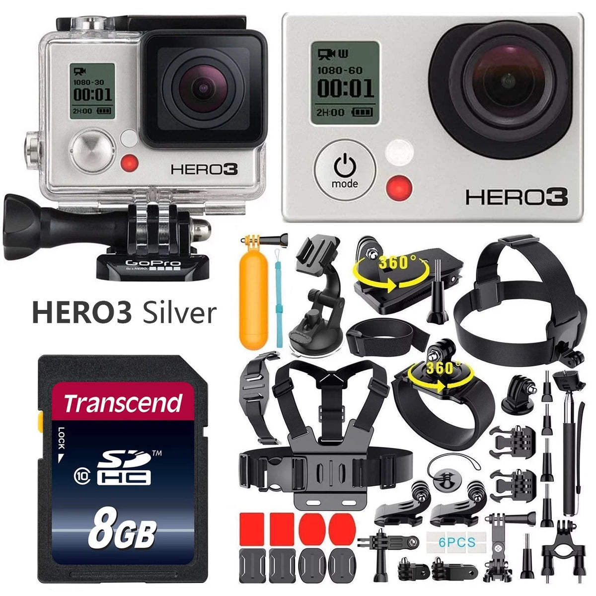 HERO3 Camera Camera Camcorder Action Silver Accessory Restored - With 35-In-1 (Refurbished) Sport Kit Edition GoPro Action Wi-Fi
