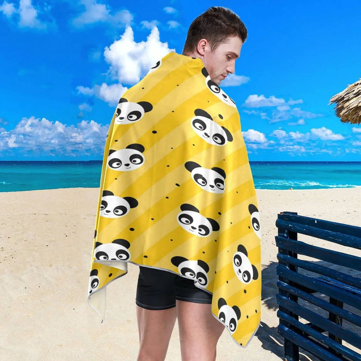 Bath Shower Yellow Swim Beach Thin Lightweight Yoga Quick Pool 31”X71” Dry Bestwell Free Blanket, Panda Towel, Multipurpose Towel Oversized Towel Sand Towel Polka Microfiber Dot