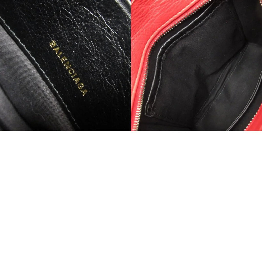 Pre-Owned Leather Ladies Bag Shoulder Silver BALENCIAGA (Good) Red Bazaar Handbag XXS Shopper