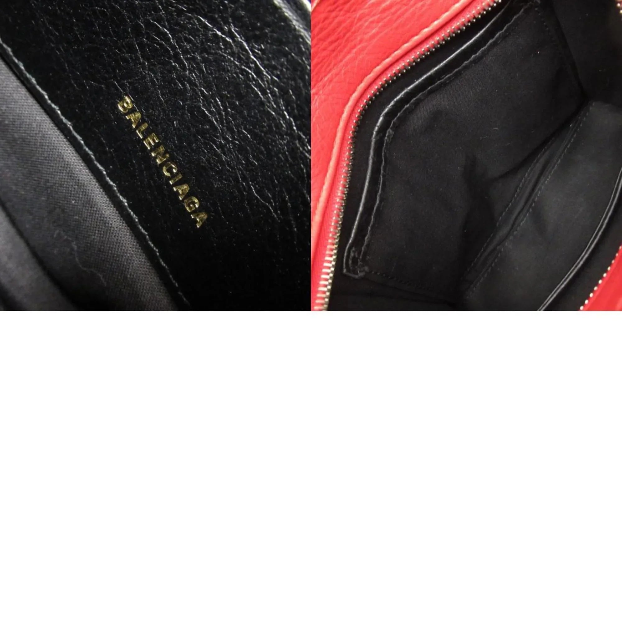 Pre-Owned Leather Ladies Bag Shoulder Silver BALENCIAGA (Good) Red Bazaar Handbag XXS Shopper