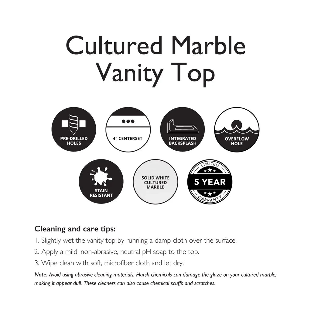 Mount White Marble Double Integrated Solid Backsplash, Rectangle with Cultured Design Camilla House Centerset 557678-WHT Top 61-inch Bowl Vanity