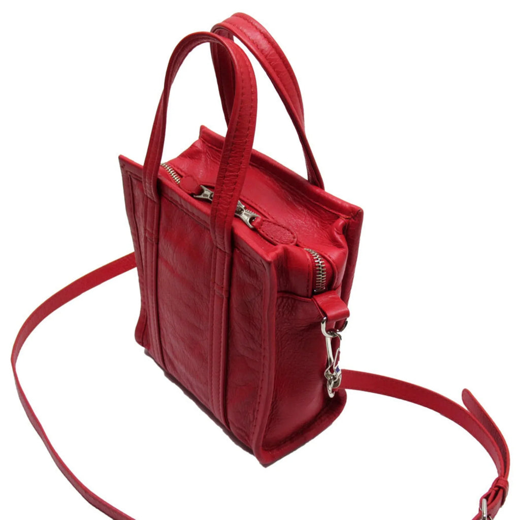 Pre-Owned Leather Ladies Bag Shoulder Silver BALENCIAGA (Good) Red Bazaar Handbag XXS Shopper