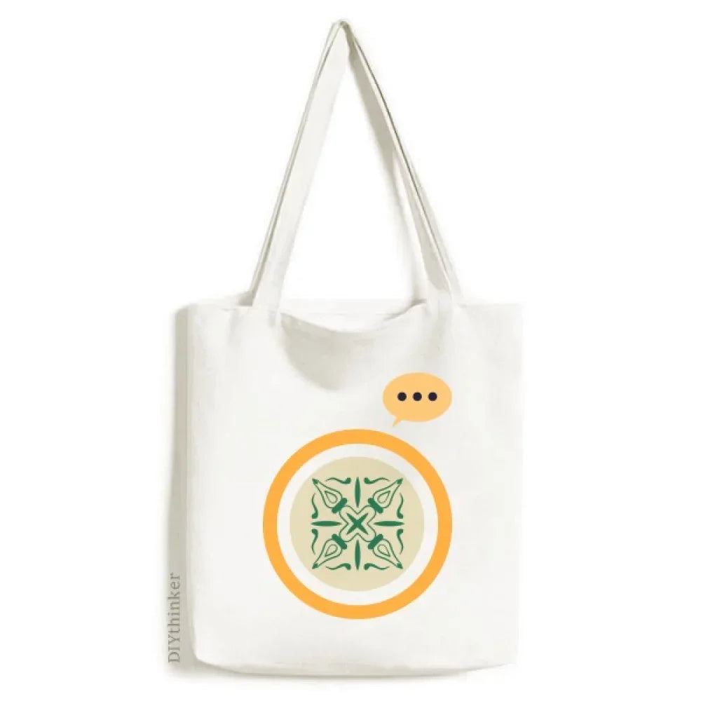 Sack Talavera Pattern Decorative Shoulder Tote design Expression Canvas Bag Green