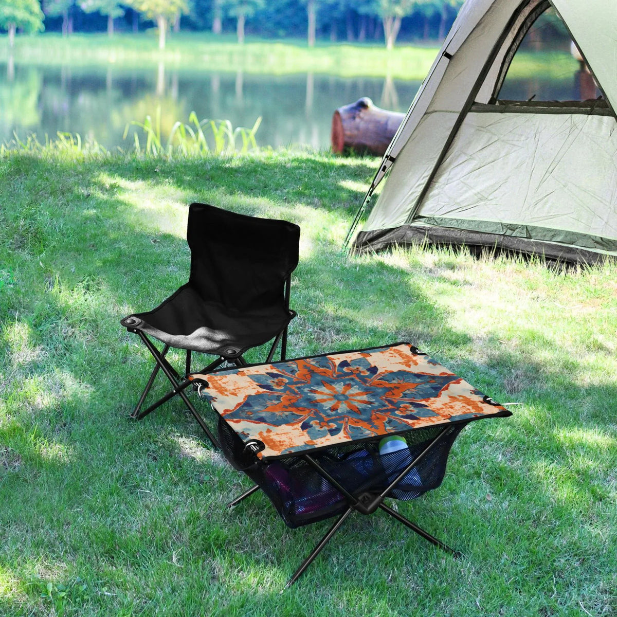 for Storage Table Table BBQ with Mandala Travel Compact Portable Table Camping Bag Fishing Folding exterior Picnic Beach Pattern