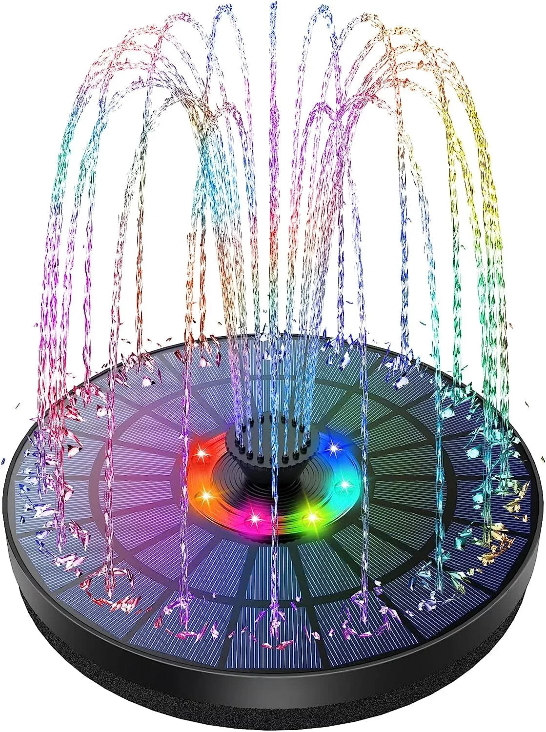 with Nozzles Swimming Garden, Pump Bath Solar Tank, New Color Bath, LED Light, exterior, Fountains Suitable Pond, LED 2022, Fountain Upgrade Solar 7 5.5W Fish Pool in AISITIN Bird Bird for