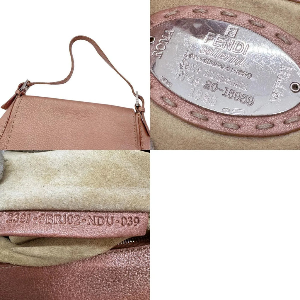 Pre-Owned Bag Leather FENDI Pink (Good) 2381-8BR102-NDU-039 Selleria Metallic z0591 Shoulder Women's