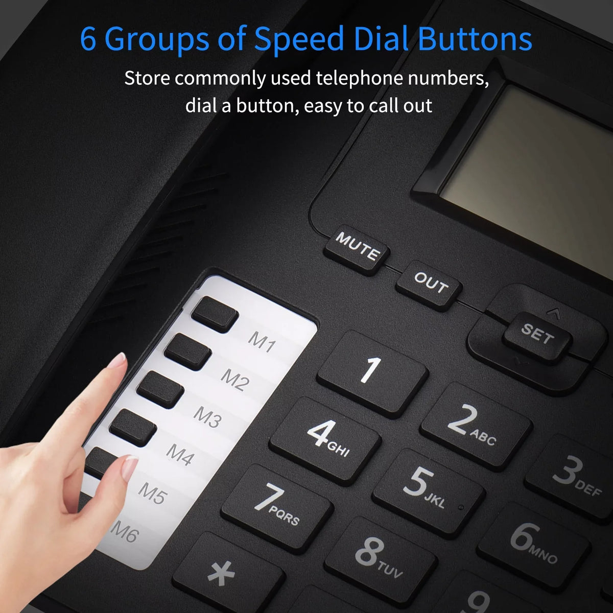 Dual Built-in Sound Chip Hands-Free/Redial/Flash/Speed Corded Date IC Control Support Elderly System Phone Phone Home Real-time Landline Black Dial/Ring DTMF/FSK for Desk Seniors Telephone