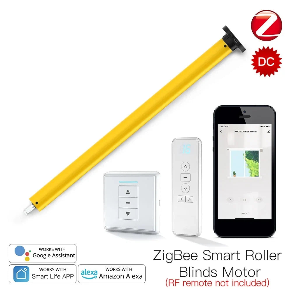 Motor Blinds Built-in Battery RF433 with Remote Wireless Roller Powered Control 38mm Lepmerk Smart Tube App Remote for Control Home Tubular 25mm Receiver Voice Control Automatic Smart