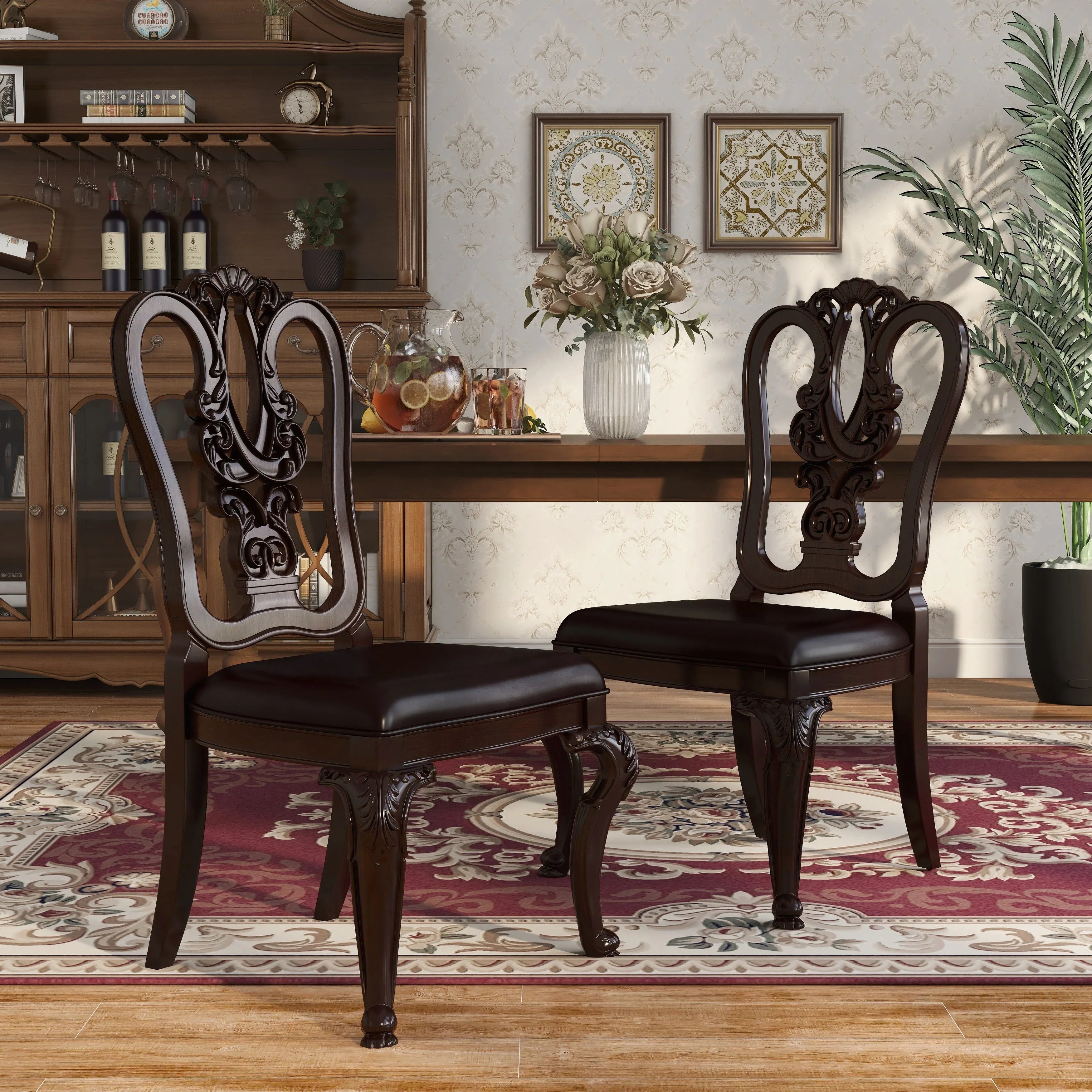 2 Brown IDF-3319W-SC Chair- Woden - America Pack Of Cherry Furniture Side