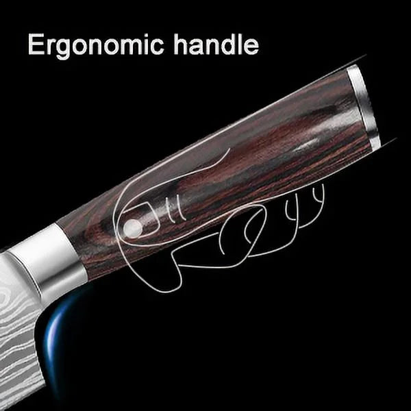 Chef Steel and Ergonomic or Restaurant Ultra for Sharp 3PCS Stainless Box Carbon Handle Knife Chefs Knives,High Home Set, Blade, Gift DFITO Kitchen Professional Knife,