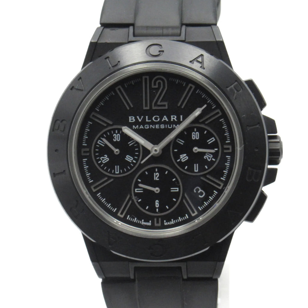 Black DG42SMCCH watch Magnesium (Good) Watch Pre-Owned belt Chrono BVLGARI Mechanical Wrist Rubber Watch Diagono Automatic Wrist DG42SMCCH mag