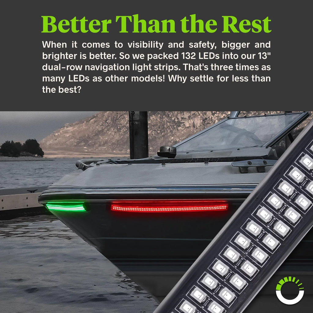 Strip Marine Pontoon Kayak Green LED Navigation Red Light Kit 132 Boat for 2-Row