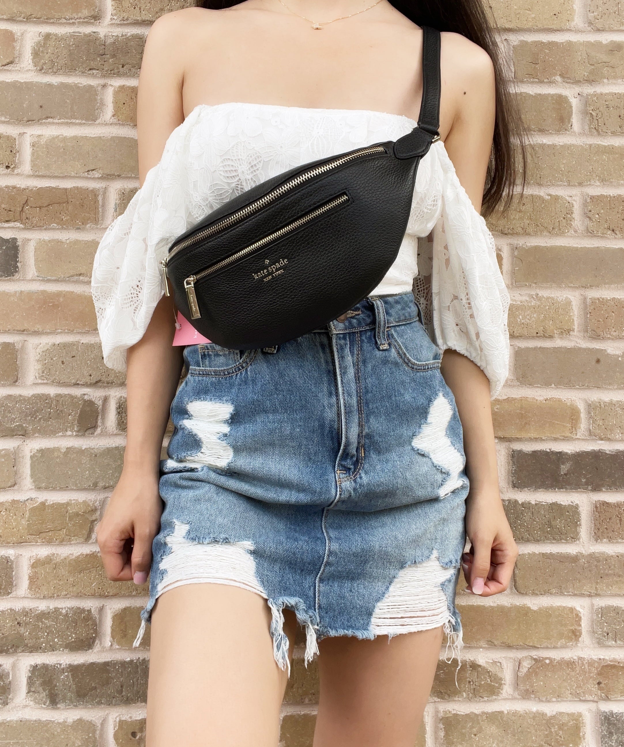 Black Spade Kate Waist Leila Bag Fannypack Leather Pebbled