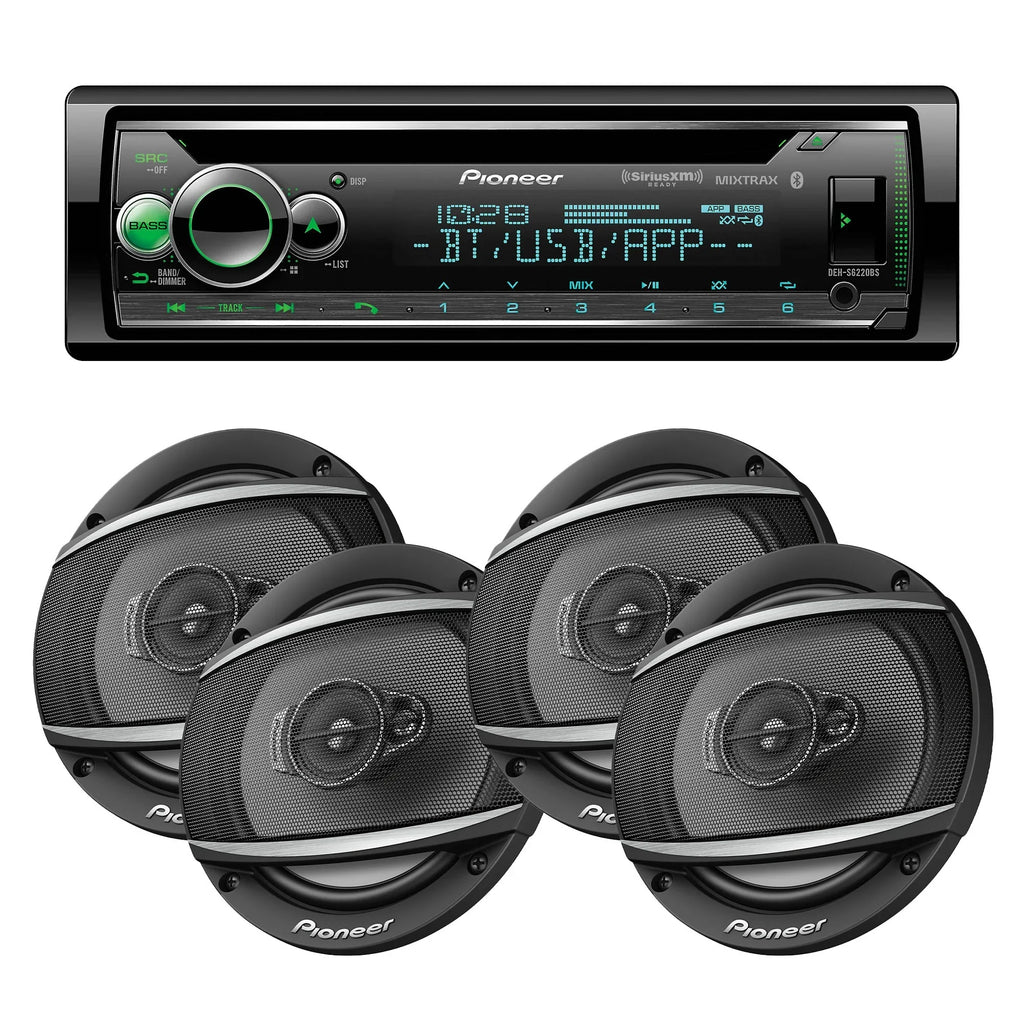 DIN Alexa, Speakers Bluetooth, 3-way Pioneer 6-1/2" - Android/iPhone Controls 2 including Amazon and - DEH-S6220BS Coaxial Pioneer Single of with TS-A652F Pairs