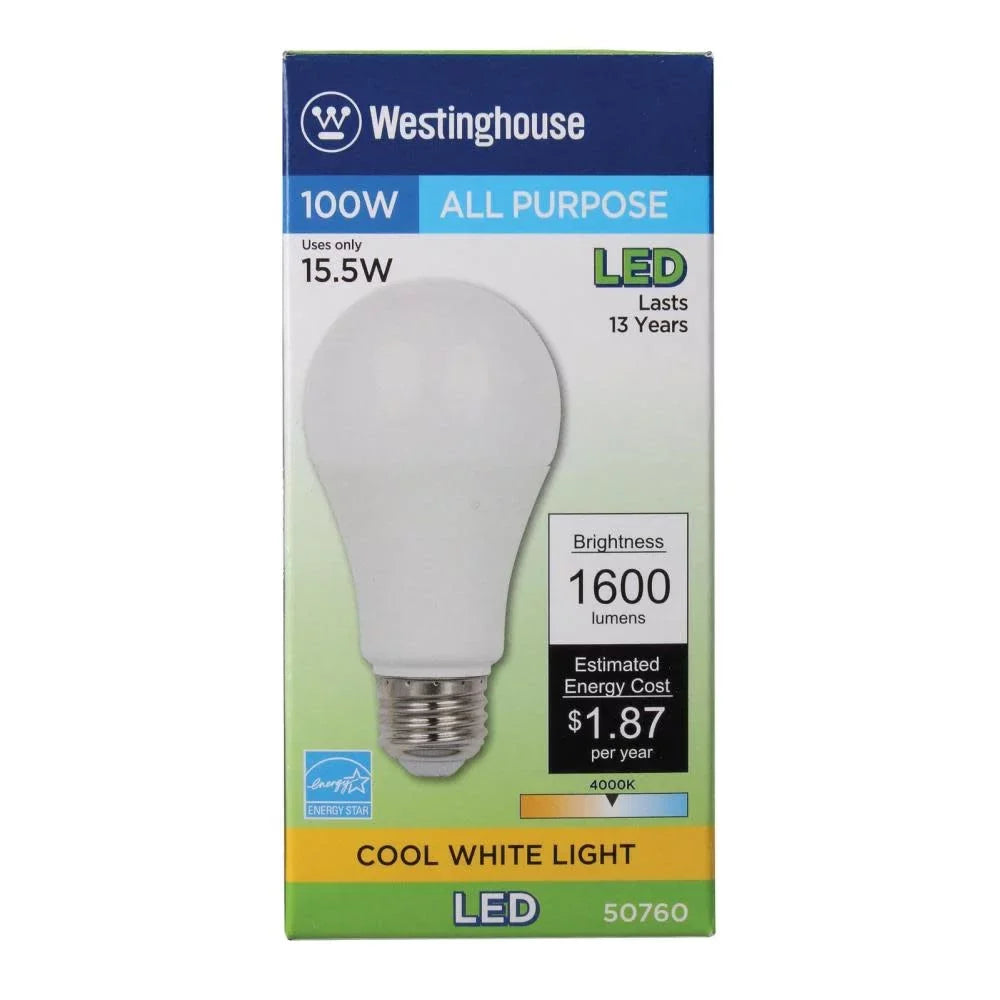 Omni Light Westinghouse Medium Base Equivalent Lighting Bulb (6 A19 5076000 Light 100-Watt Pack) with Cool White LED