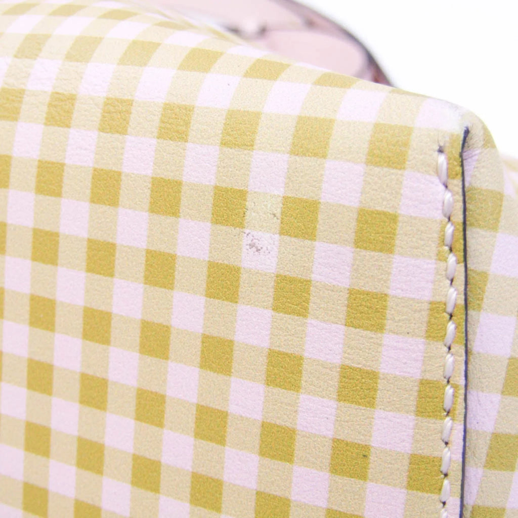 Handbag,Shoulder (Good) By Pre-Owned Fendi Gingham Beige,Light 8BL146 Bag Plaid Women's Leather The Pink,Yellow Way