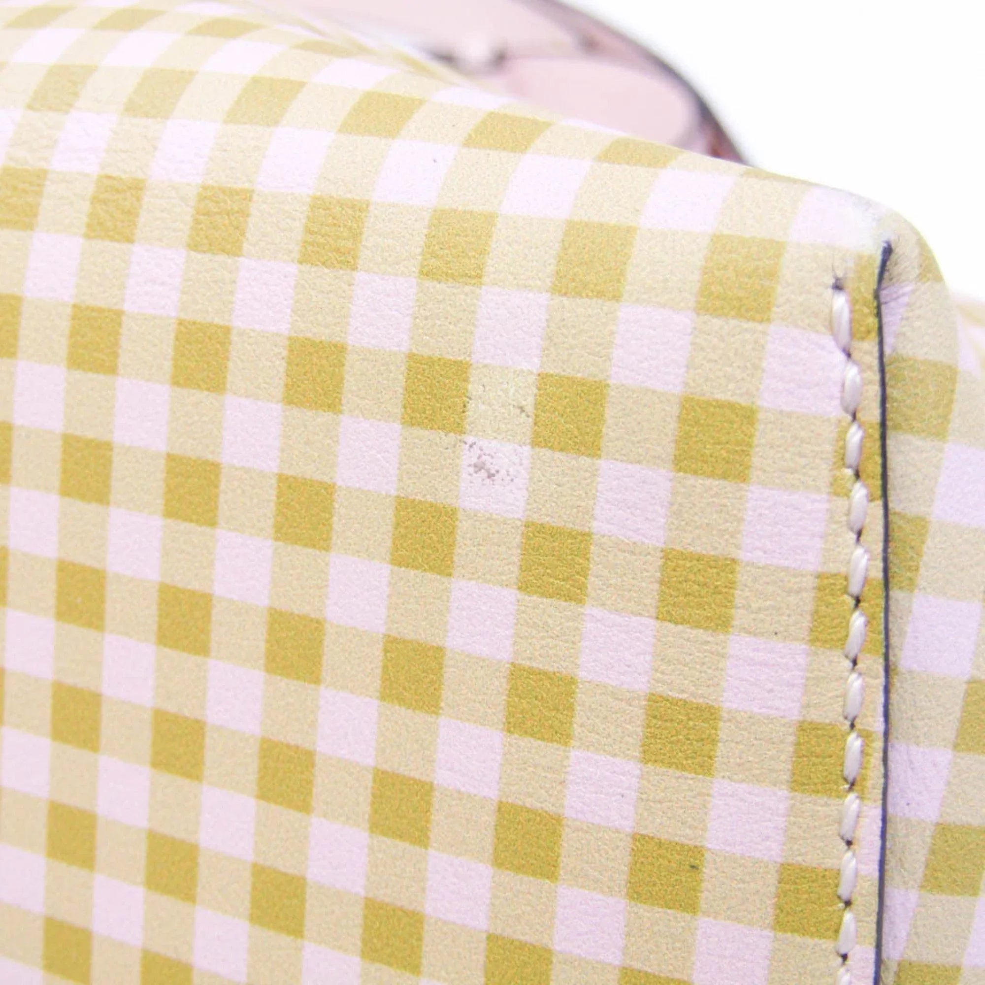 Handbag,Shoulder (Good) By Pre-Owned Fendi Gingham Beige,Light 8BL146 Bag Plaid Women's Leather The Pink,Yellow Way