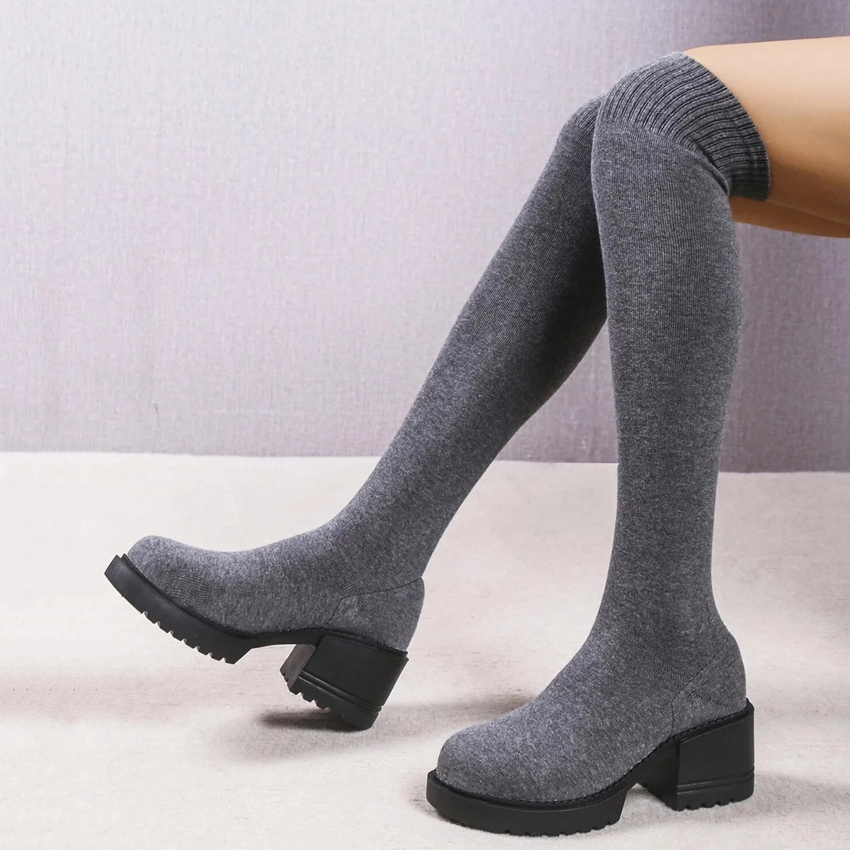 Heeled for Boots Sock Ladies on Winter Women Women Work Waterproof Length dimension Boots Long Buckle Boots Boots Boots 11 PMUYBHF Minimalist Pull Knee Snow